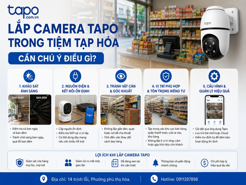 Lắp camera Tapo trong tiệm tạp hóa cần chú ý điều gì?