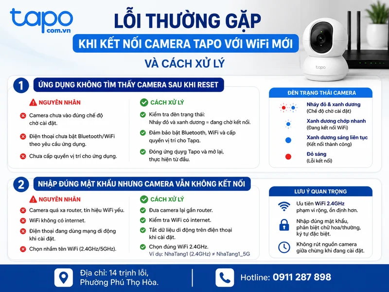 Lỗi thường gặp khi kết nối camera Tapo với WiFi mới và cách xử lý