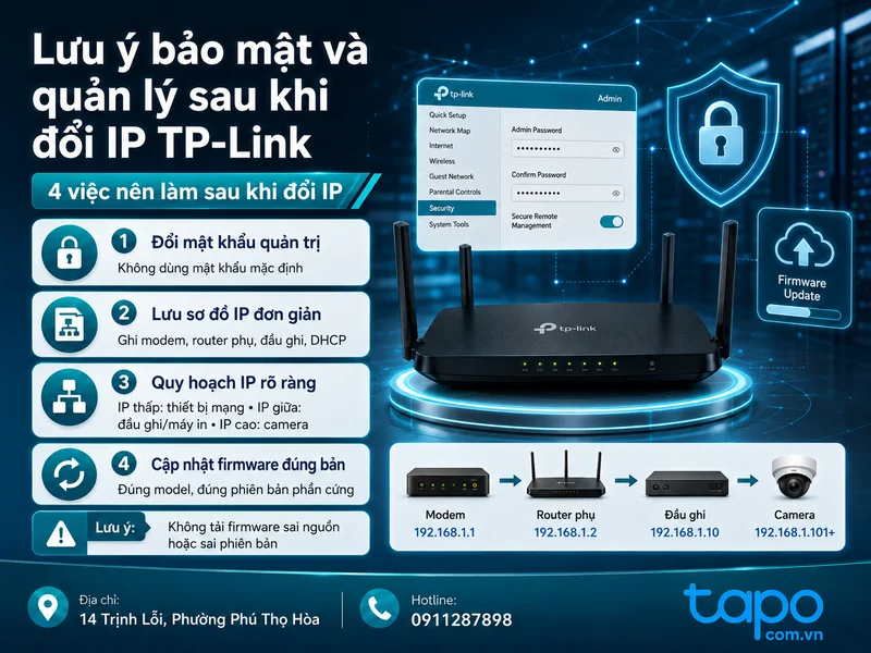 Lưu ý bảo mật và quản lý sau khi đổi IP TP-Link