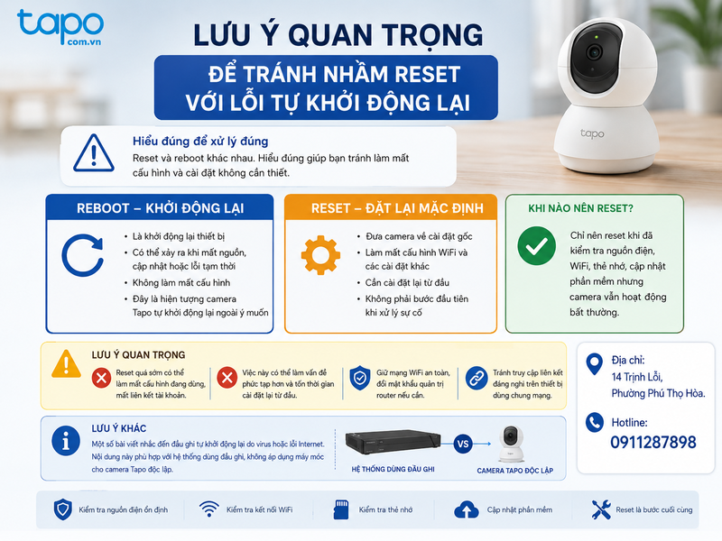 Lưu ý quan trọng để tránh nhầm reset với lỗi tự khởi động lại