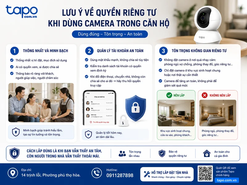 Lưu ý về quyền riêng tư khi dùng camera trong căn hộ