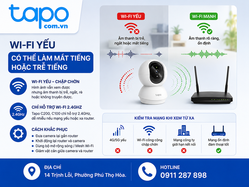 Mạng Wi-Fi yếu có thể làm đàm thoại bị mất tiếng hoặc trễ tiếng