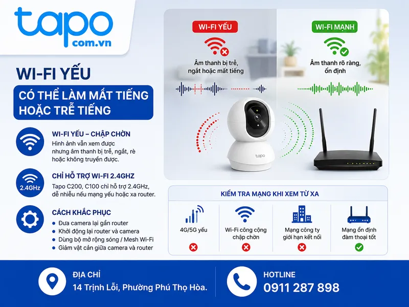 Mạng Wi-Fi yếu có thể làm đàm thoại bị mất tiếng hoặc trễ tiếng
