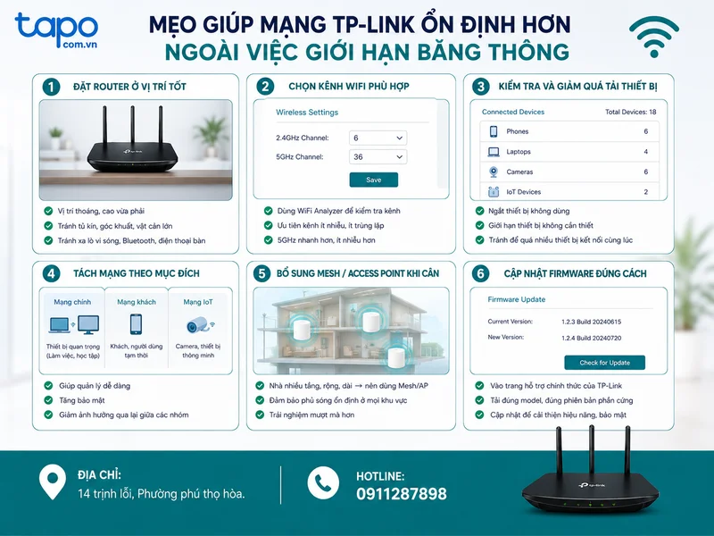 Mẹo giúp mạng TP-Link ổn định hơn ngoài việc giới hạn băng thông