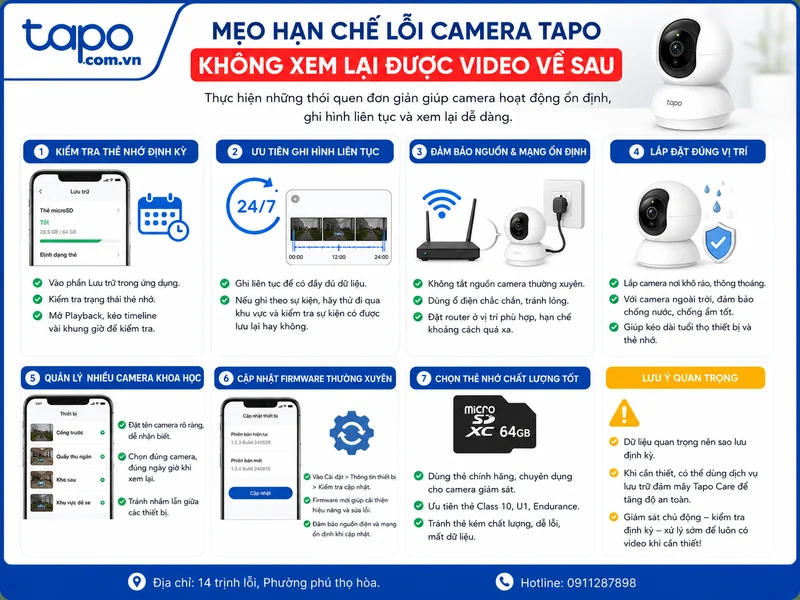 Mẹo hạn chế lỗi camera Tapo không xem lại được video về sau