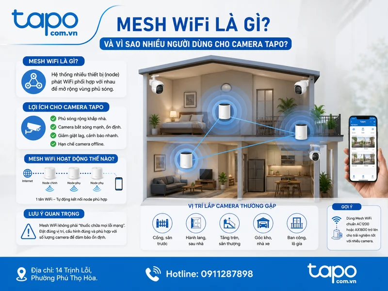 Mesh WiFi là gì và vì sao nhiều người dùng cho camera Tapo?