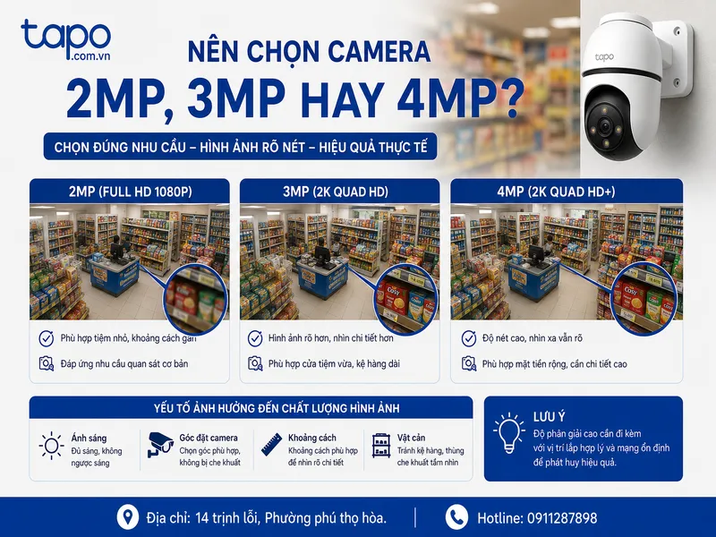 Nên chọn camera 2MP, 3MP hay 4MP?