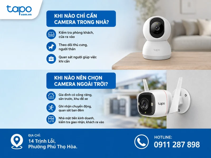Nên chọn camera Tapo trong nhà hay ngoài trời cho gia đình?