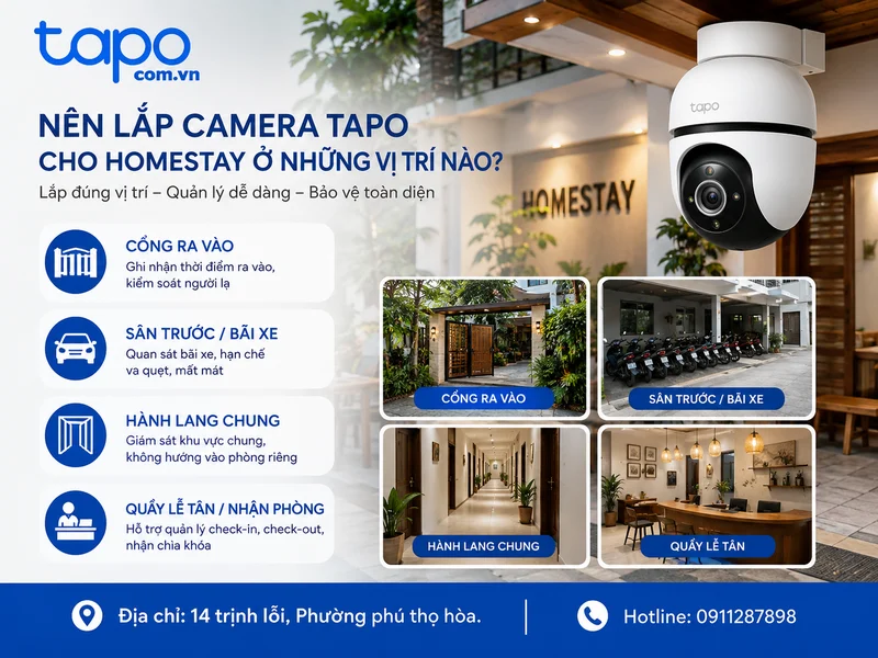 Nên lắp camera Tapo cho homestay ở những vị trí nào?