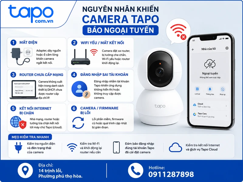 Nguyên nhân khiến camera Tapo báo ngoại tuyến