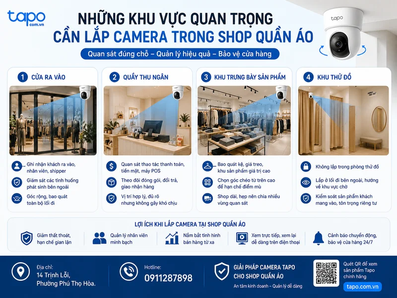 Những khu vực quan trọng cần lắp camera trong shop quần áo