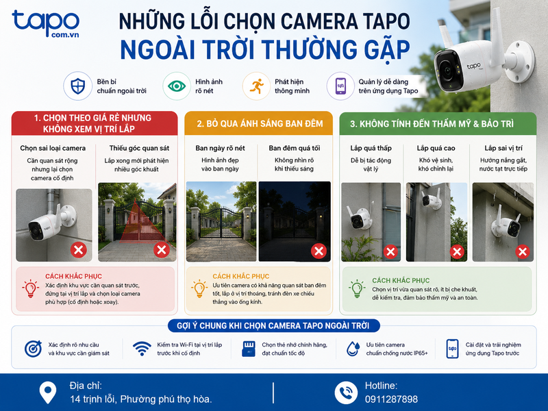 Những lỗi chọn camera Tapo ngoài trời thường gặp