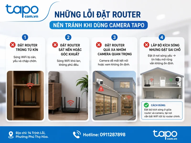 Những lỗi đặt router nên tránh khi dùng camera Tapo