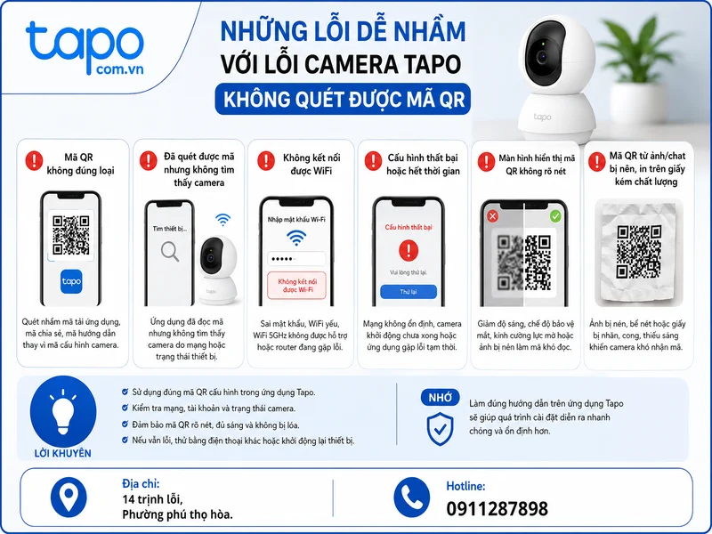 Những lỗi dễ nhầm với lỗi camera Tapo không quét được mã QR