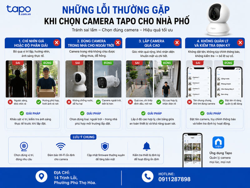 Những lỗi thường gặp khi chọn camera Tapo cho nhà phố