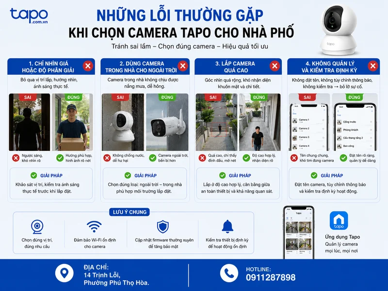 Những lỗi thường gặp khi chọn camera Tapo cho nhà phố
