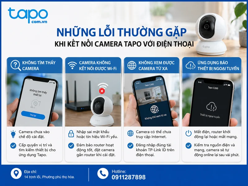 Những lỗi thường gặp khi kết nối camera Tapo với điện thoại