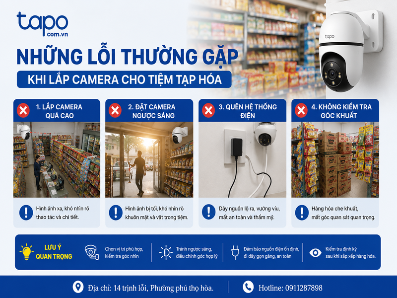 Những lỗi thường gặp khi lắp camera cho tiệm tạp hóa