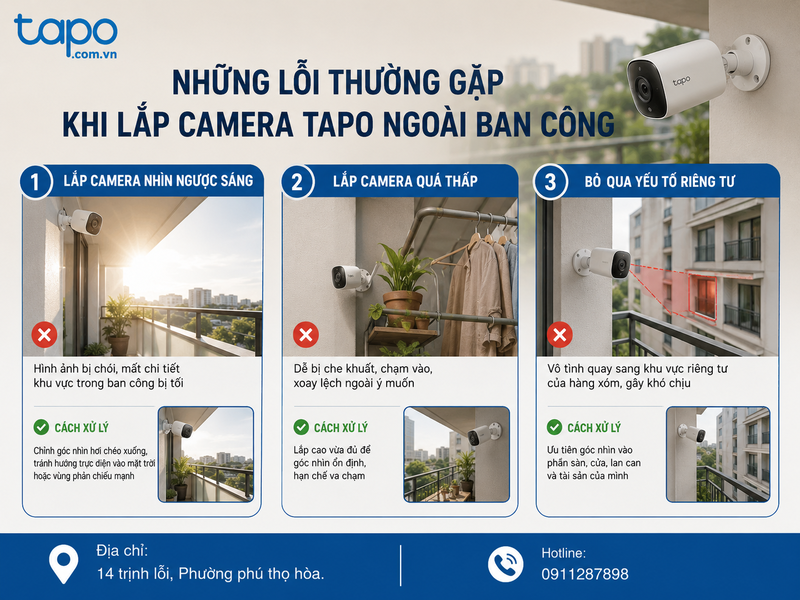 Những lỗi thường gặp khi lắp camera Tapo ngoài ban công