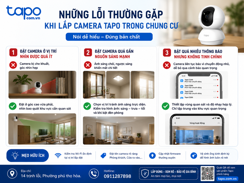 Những lỗi thường gặp khi lắp camera Tapo trong chung cư