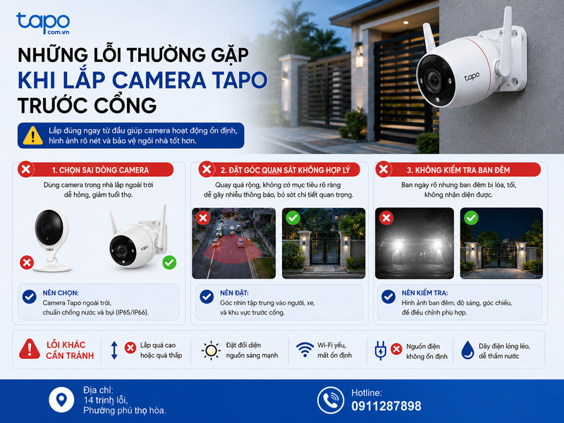 Những lỗi thường gặp khi lắp camera Tapo trước cổng