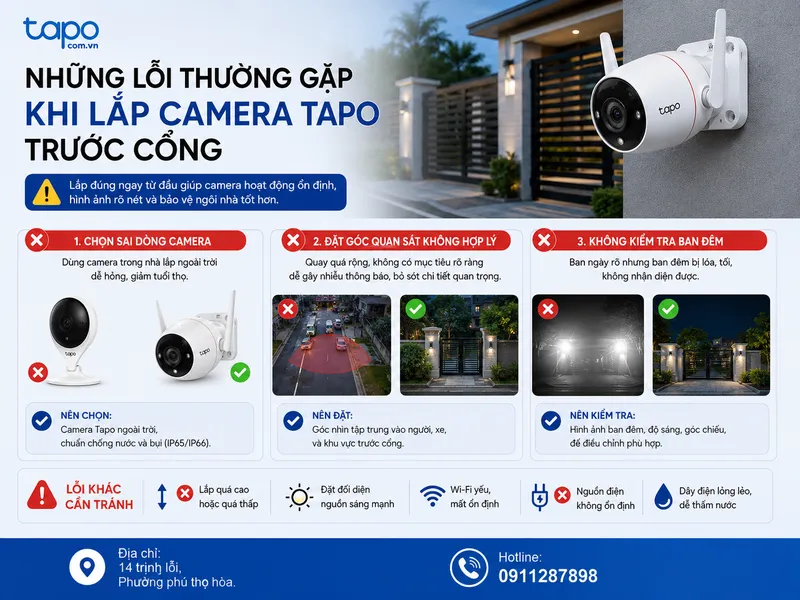 Những lỗi thường gặp khi lắp camera Tapo trước cổng