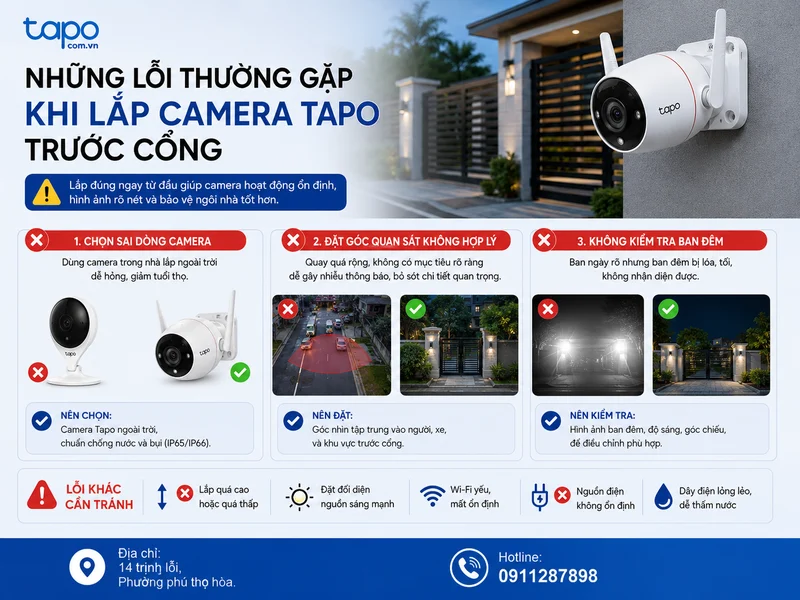 Những lỗi thường gặp khi lắp camera Tapo trước cổng