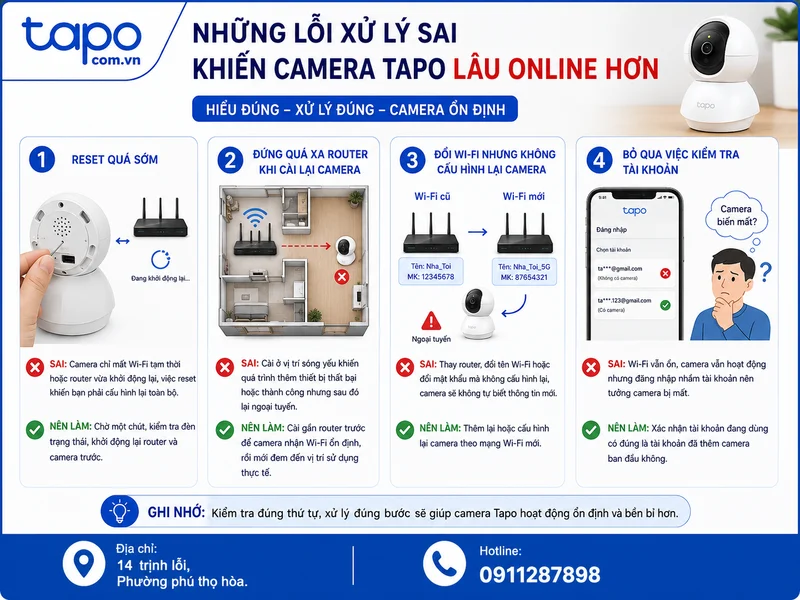 Những lỗi xử lý sai khiến camera lâu online hơn
