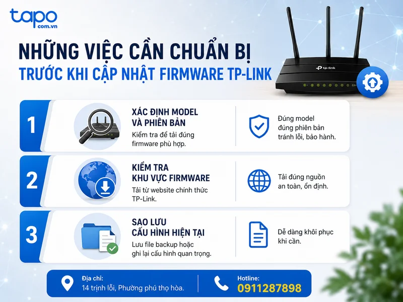 Những việc cần chuẩn bị trước khi cập nhật firmware TP-Link