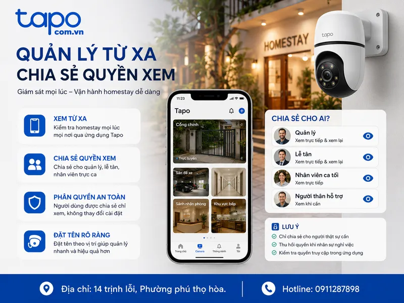 Quản lý từ xa và chia sẻ quyền xem cho nhân viên