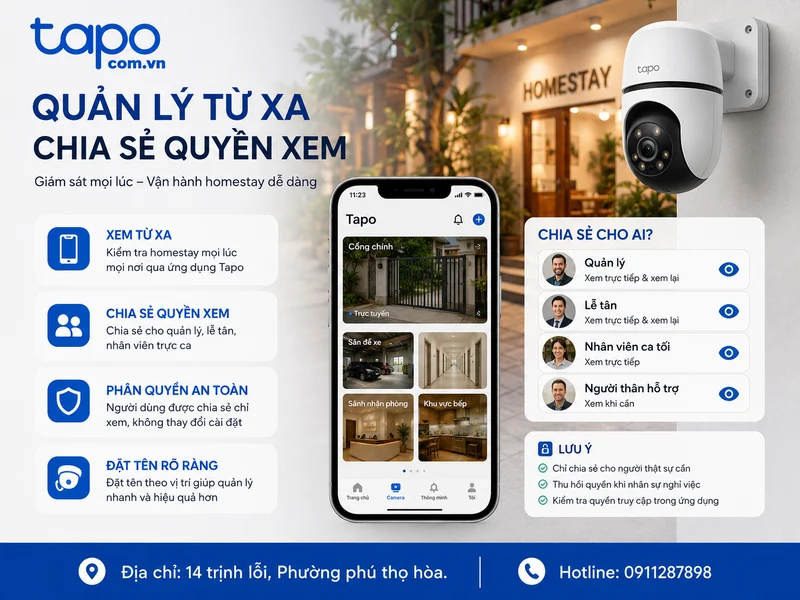 Quản lý từ xa và chia sẻ quyền xem cho nhân viên