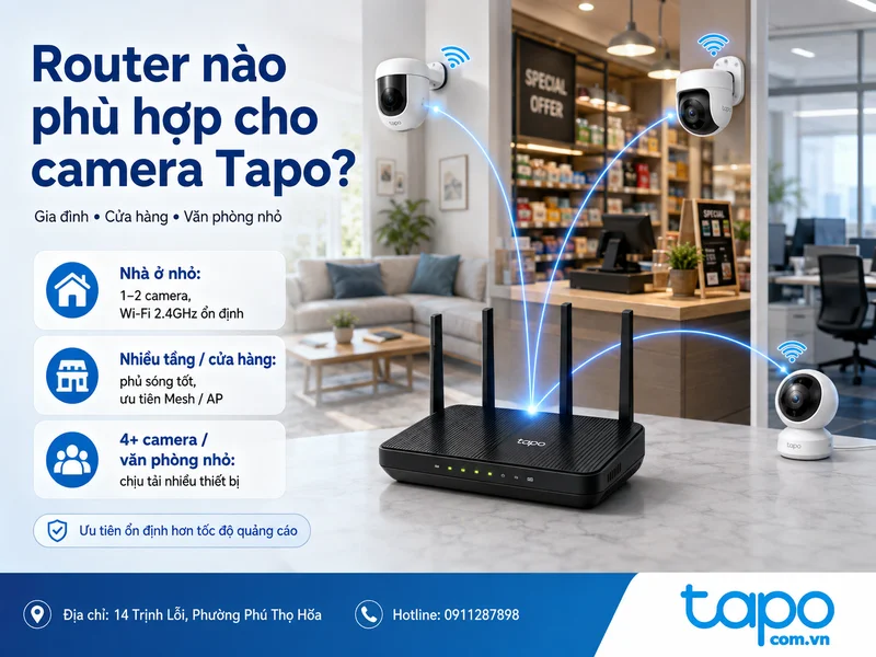 Router nào phù hợp cho camera Tapo trong gia đình, cửa hàng và văn phòng nhỏ?