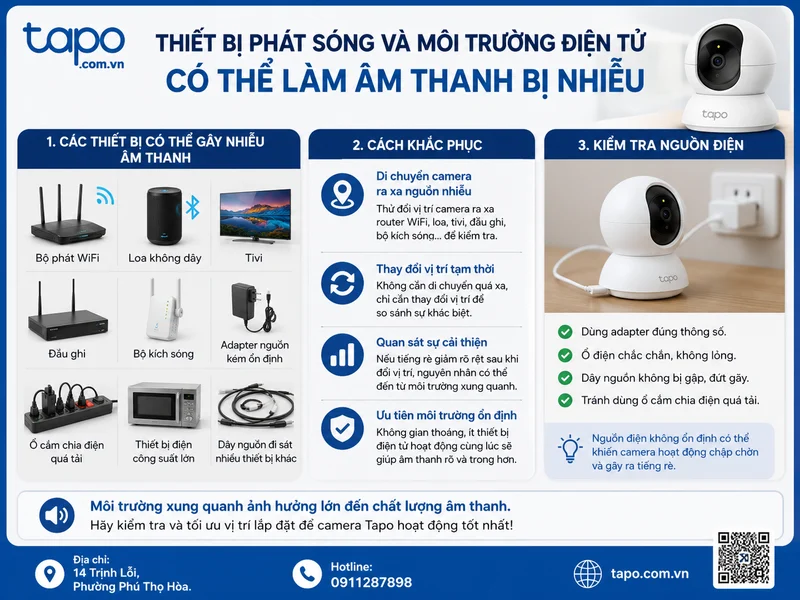 Thiết bị phát sóng và môi trường điện tử có thể làm âm thanh bị nhiễu