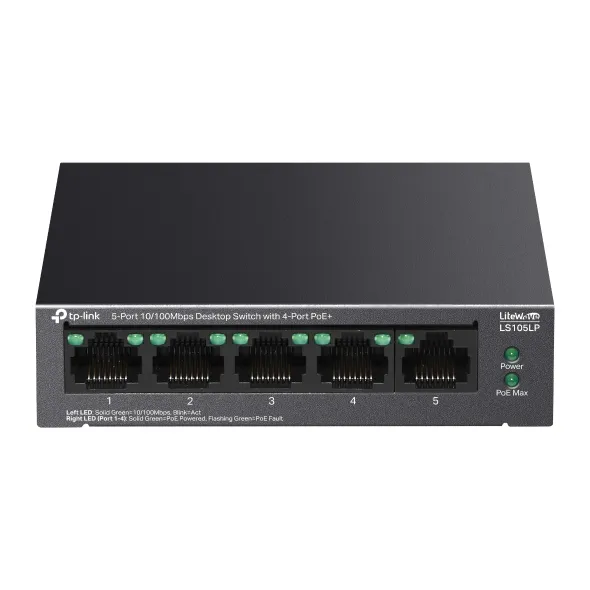 TP-Link LS105LP - Switch Để Bàn LiteWave,5 cổng 10/100 Mbps với 4 cổng PoE