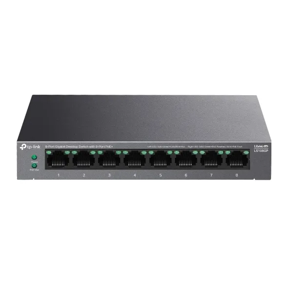 TP-Link LS108GP - Switch Để Bàn LiteWave 8 Cổng Gigabit PoE+ 62W