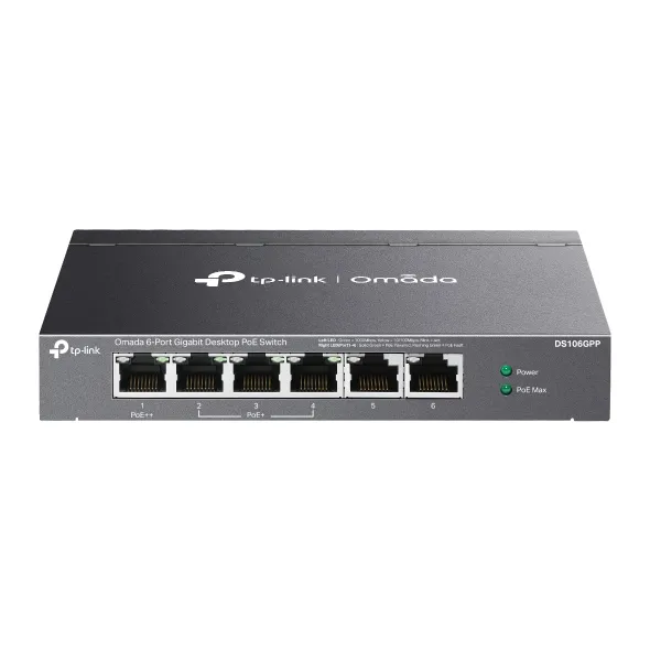TP-Link Omada DS106GPP - Omada 6-Port Gigabit Desktop Switch with 3-Port PoE+ and 1-Port PoE++