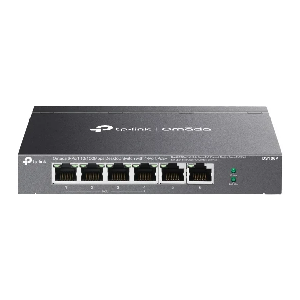 TP-Link Omada DS106P - Omada 6-Port 10/100 Mbps Desktop Switch with 4-Port PoE+