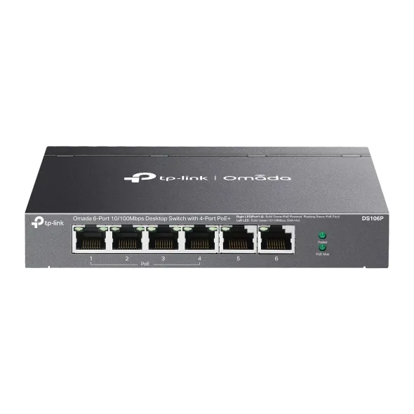 TP-Link Omada DS106P - Omada 6-Port 10/100 Mbps Desktop Switch with 4-Port PoE+