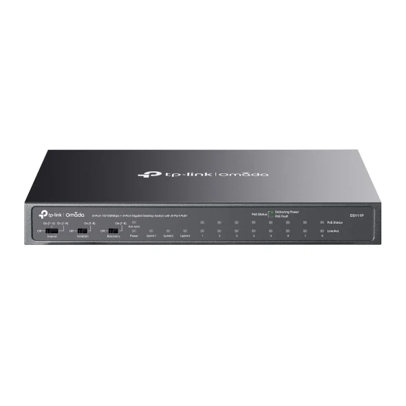 TP-Link Omada DS111P - Omada 8-Port 10/100Mbps + 3-Port Gigabit Desktop Switch with 8-Port PoE+