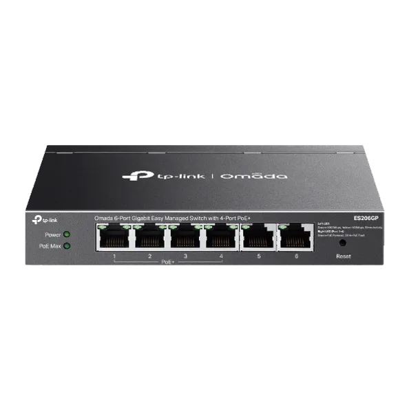 TP-Link Omada ES206GP - Omada 6-Port Gigabit Easy Managed Switch with 4-Port PoE+