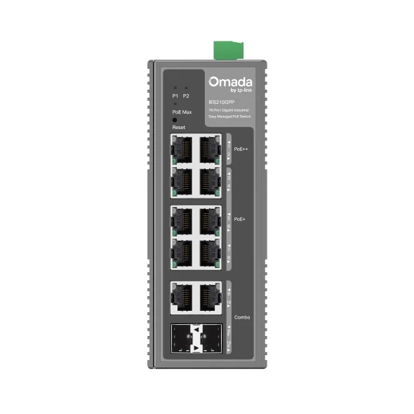 TP-Link Omada IES210GPP - Omada 10-Port Gigabit Industrial Easy Managed Switch with 6-Port PoE+ and 2-Port PoE++