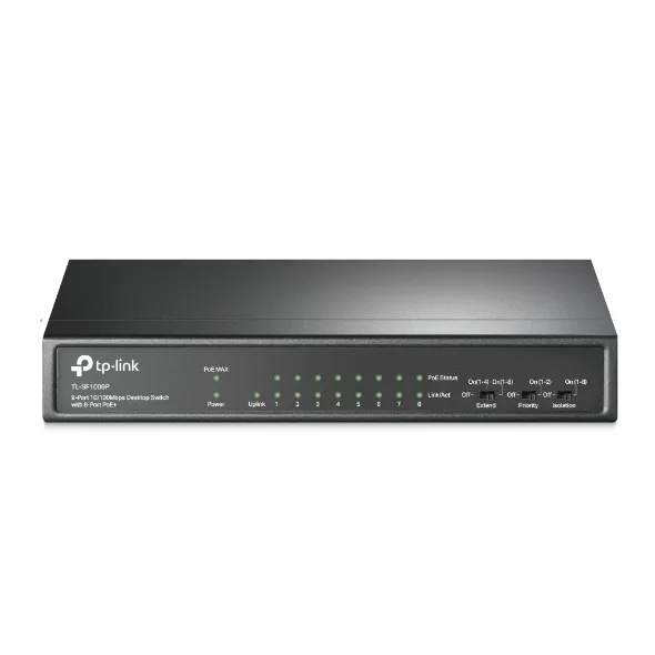 TP-Link TL-SF1009P - Switch Máy Tính Để Bàn, 9 Cổng 10/100 Mbps với 8 Cổng