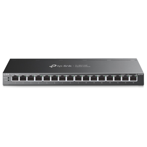TP-Link TL-SG116P - Switch Máy Tính Để Bàn, 16 Cổng Gigabit với 16 Cổng PoE+