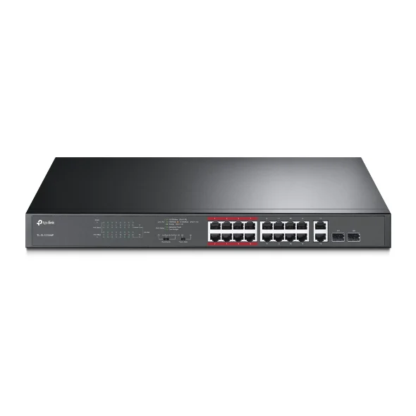 TP-Link TL-SL1218MP - Switch Rackmount, 16 Cổng 10/100 Mbps + 2 Cổng Gigabit với 16 Cổng PoE+