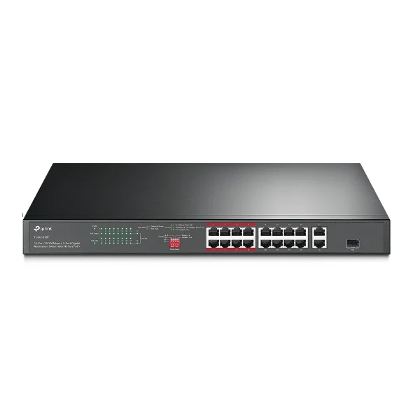 TP-Link TL-SL1218P - Switch Rackmount, 16 Cổng 10/100 Mbps + 2 Cổng Gigabit với 16 Cổng PoE+