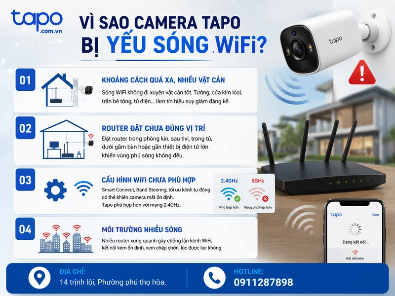 Vì sao camera Tapo bị yếu sóng WiFi?
