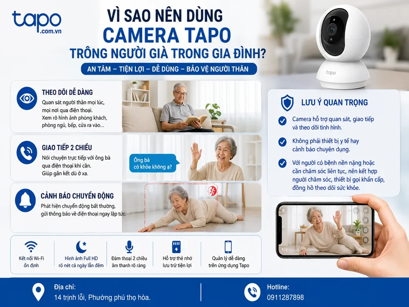 Vì sao nên dùng camera Tapo trông người già trong gia đình?