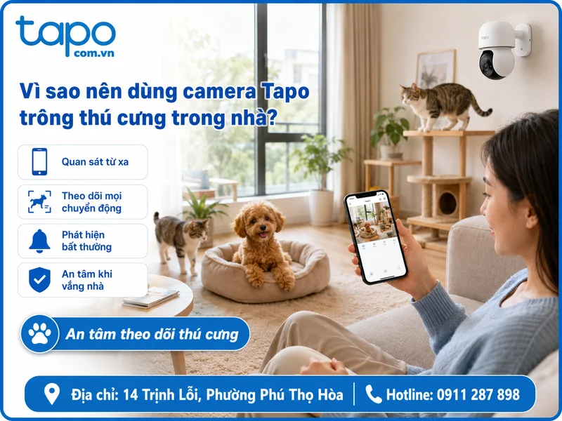 Vì sao nên dùng camera Tapo trông thú cưng trong nhà?