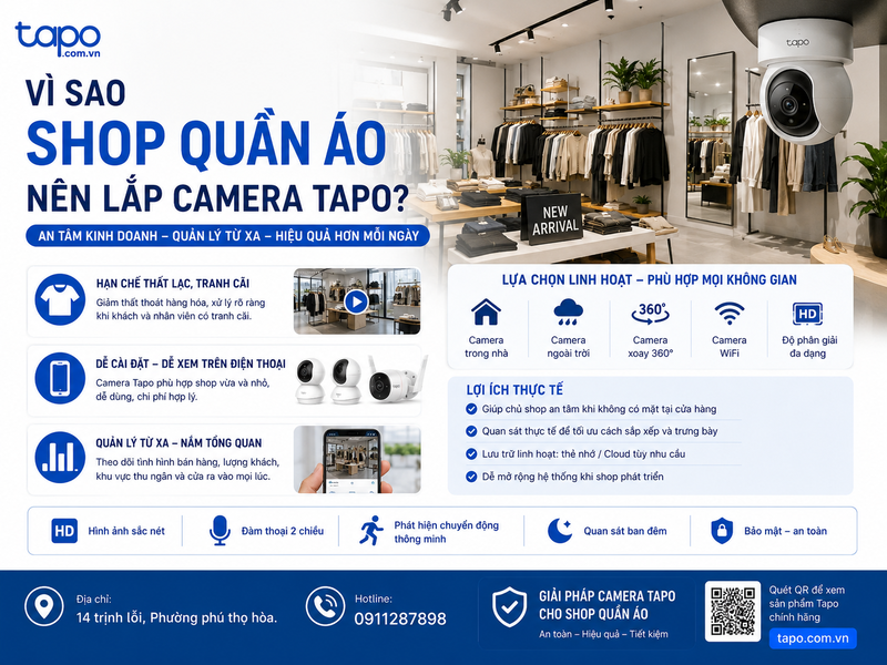 Vì sao shop quần áo nên lắp camera Tapo?