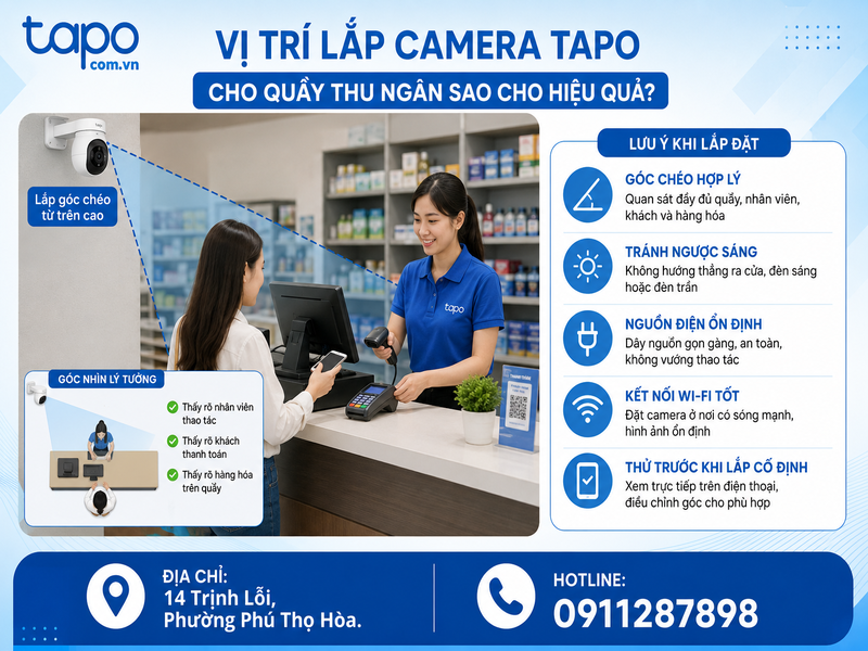 Vị trí lắp camera Tapo cho quầy thu ngân sao cho hiệu quả?